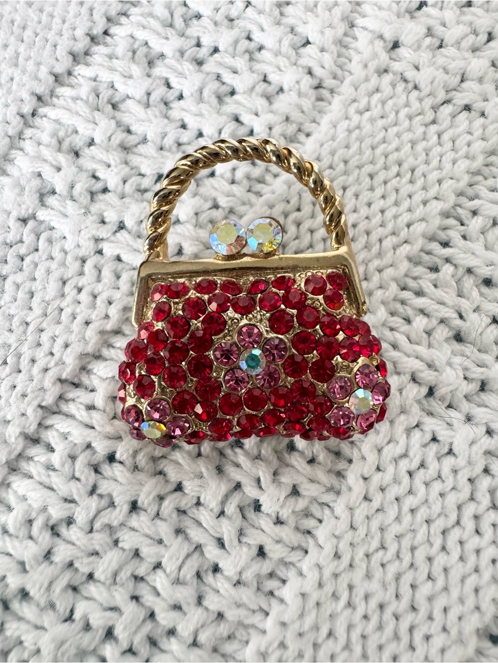Rhinestone purse brooch NWOT